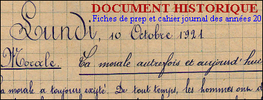 Pr�paration d�taill�e d'une classe de filles en 1921 et 1924, document historique